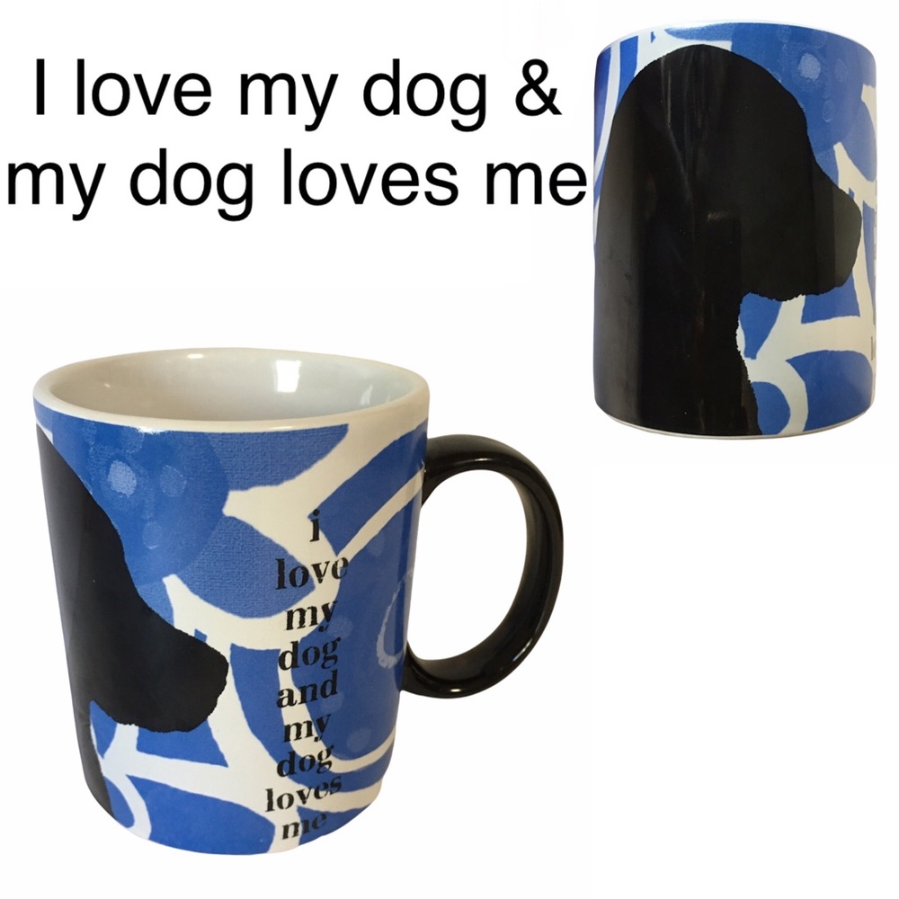 Dog Lovers Mug Lisa Weedn Clay Art Blue & Black EUC